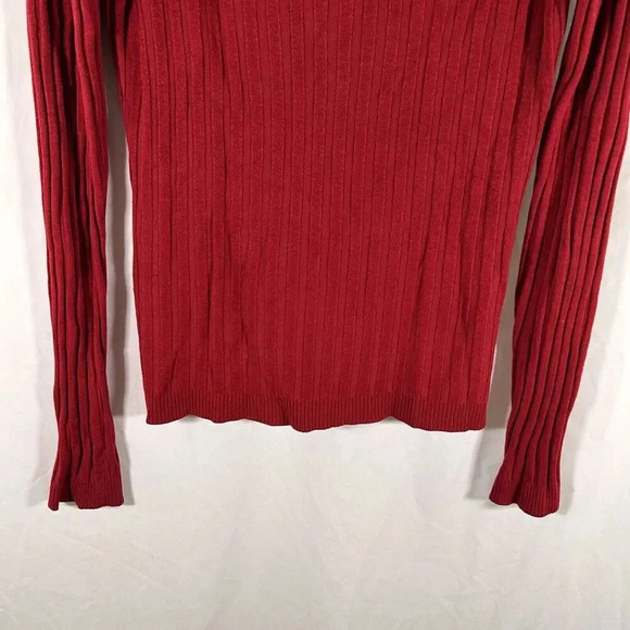 BCBG Maxazria Sweater Women's Large Solid Red Ribbed Full Zip Long Sleeve - Picture 8 of 8